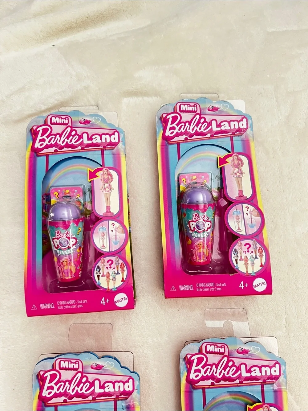Lot of 4 Barbie Mini BarbieLand Pop Reveal Dolls, 1.5-inch Doll Ages 4+ Mattel